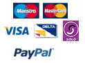 all major credit/debit cards accepted-- Visa, MasterCard, Maestro, Delta, Solo