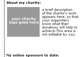 When you choose your charity the charity's logo and a bit of information about it is automatically added to your fundraising page